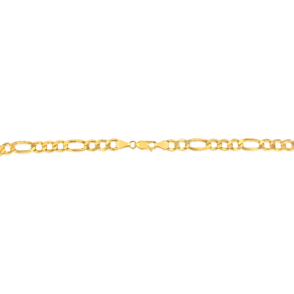 9ct Yellow Gold Diamond Cut 170 Gauge 1:3 Figaro 55cm Chain - Image 3