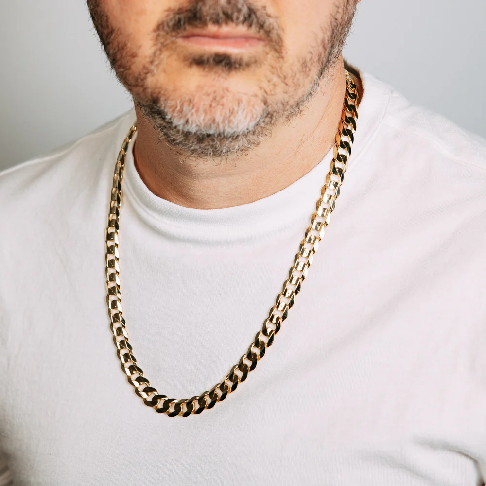 9ct Yellow Gold Diamond Cut Concave Curb 270 Gauge 60cm Chain - Image 5