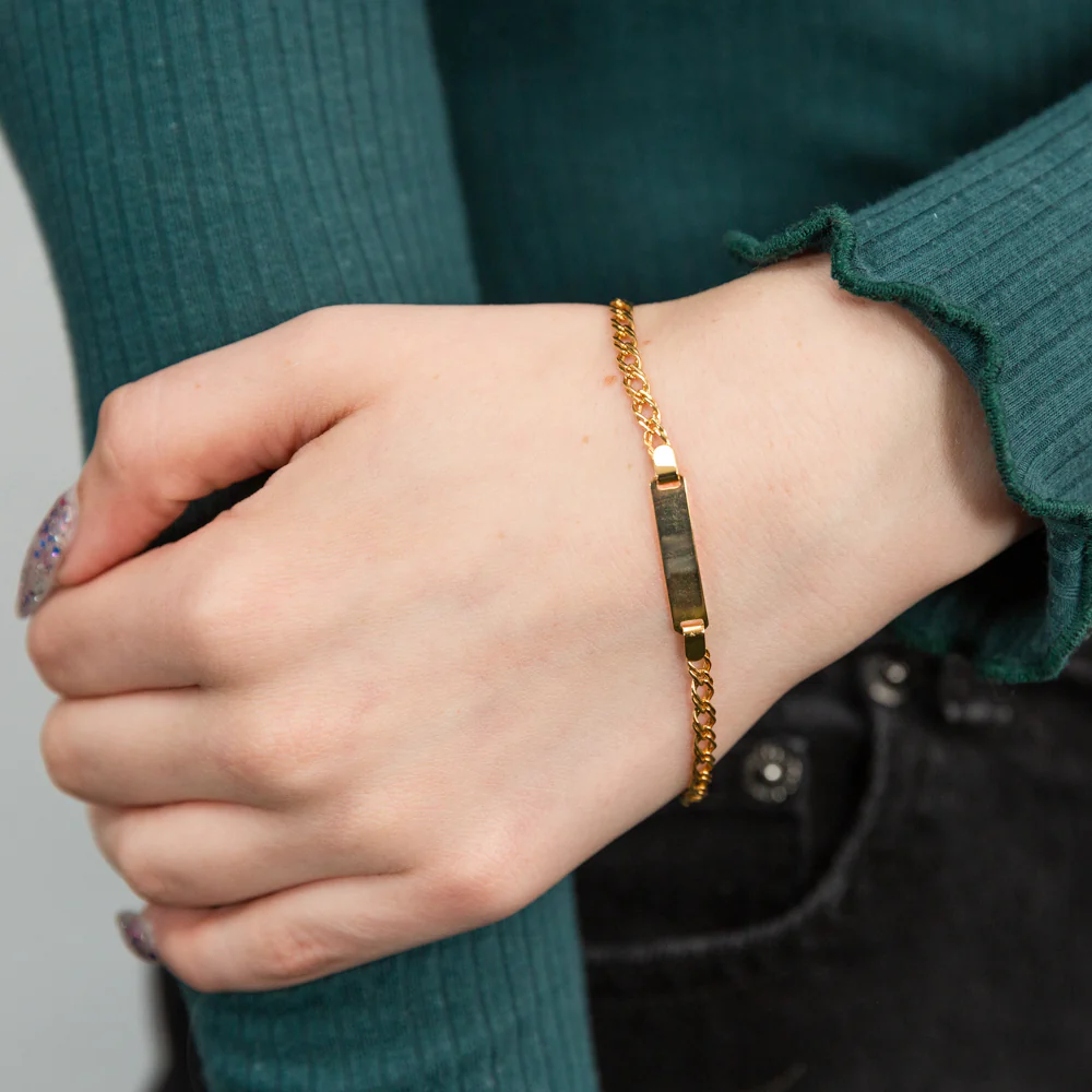 9ct Yellow Gold Silver Filled ID Extender 19cm Curb Bracelet - Image 3