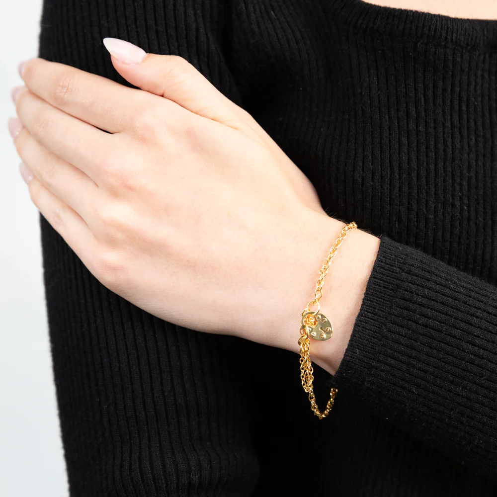 9ct Yellow Gold Silver Filled Singapore 19cm Bracelet - Image 4