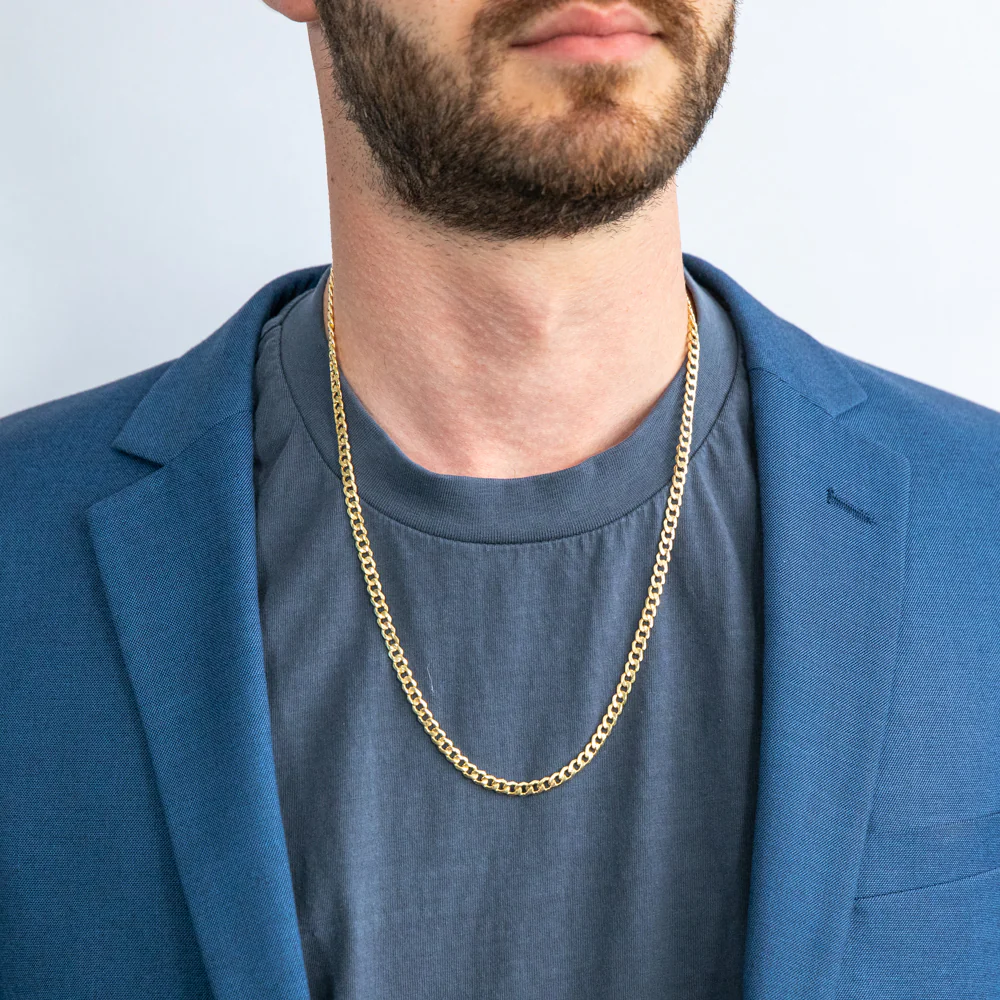 9ct Yellow Gold Silverfilled Flat Curb 120 Gauge 60cm Chain - Image 3