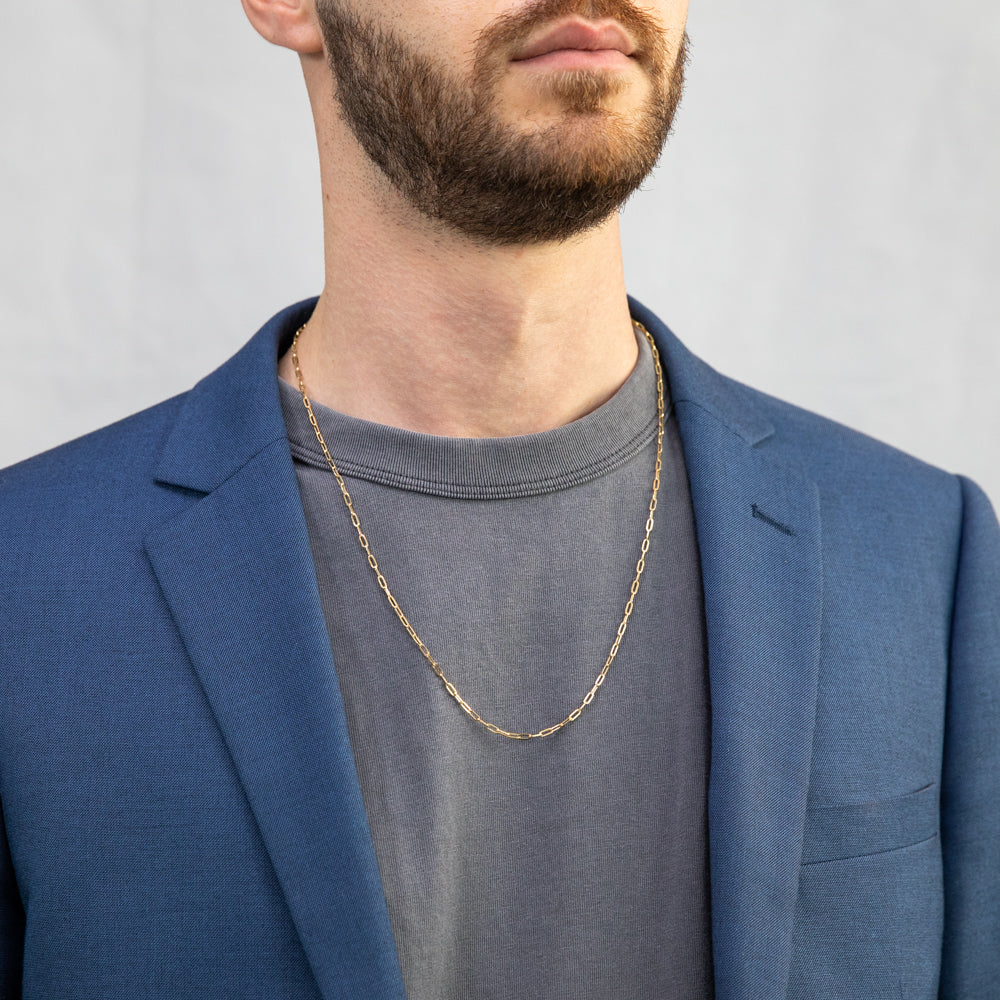 9ct Yellow Gold Small Paperclip 60cm Chain - Image 3