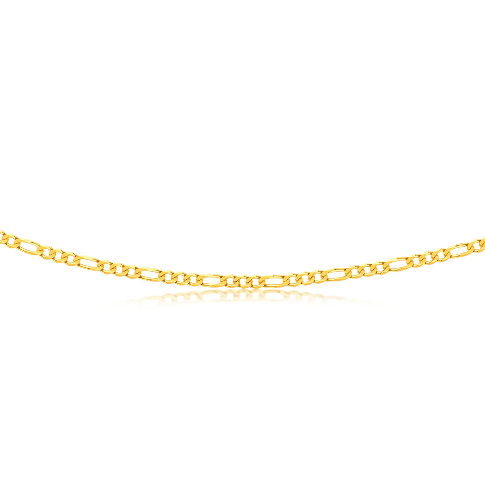 9ct Yellow Solid Gold Figaro 1:3 80 Gauge 50cm chain - Image 3